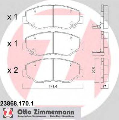 Комплект тормозных колодок, дисковый тормоз ZIMMERMANN 23868.170.1