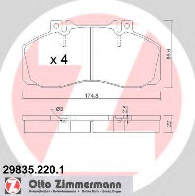 Комплект тормозных колодок, дисковый тормоз ZIMMERMANN 29835.220.1