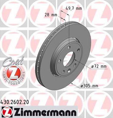 Тормозной диск ZIMMERMANN 430.2602.20