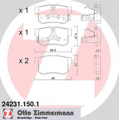 Комплект гальмівних колодок, дискове гальмо ZIMMERMANN 24231.150.1