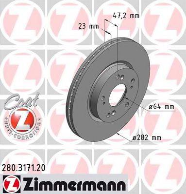 Тормозной диск ZIMMERMANN 280.3171.20