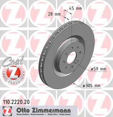 гальмівний диск ZIMMERMANN 110.2220.20