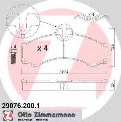 Комплект гальмівних колодок, дискове гальмо ZIMMERMANN 29076.200.1