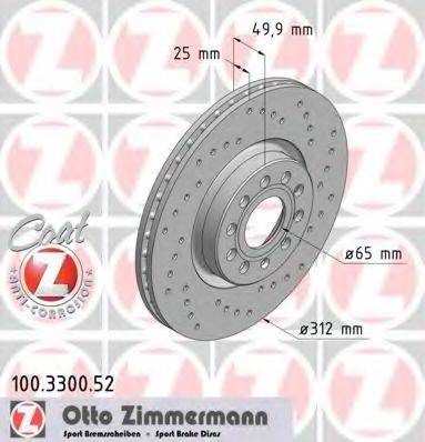 Тормозной диск ZIMMERMANN 100.3300.52