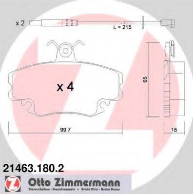 Комплект гальмівних колодок, дискове гальмо ZIMMERMANN 21463.180.2