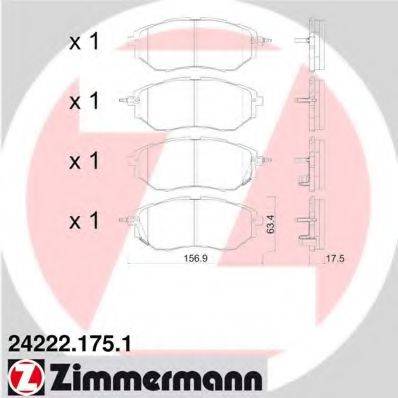 Комплект гальмівних колодок, дискове гальмо ZIMMERMANN 24222.175.1