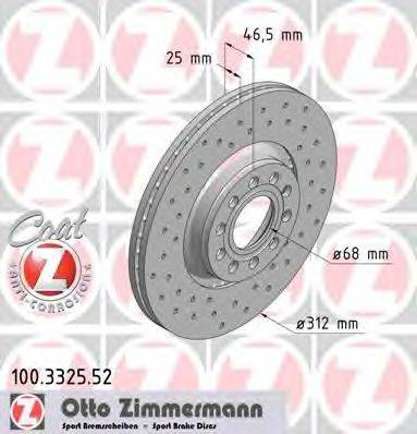 гальмівний диск ZIMMERMANN 100.3325.52
