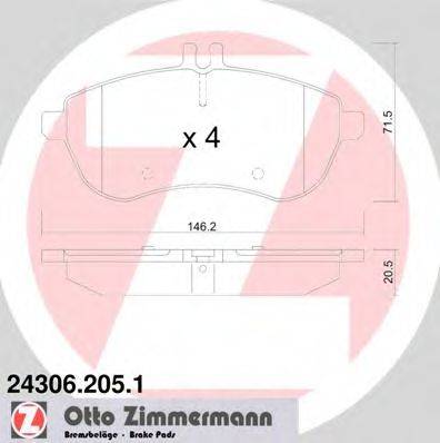 Комплект тормозных колодок, дисковый тормоз ZIMMERMANN 24306.205.1