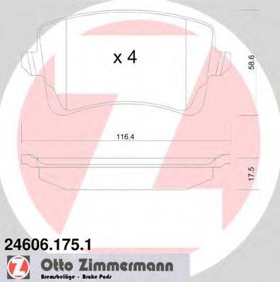 Комплект тормозных колодок, дисковый тормоз ZIMMERMANN 24606.175.1