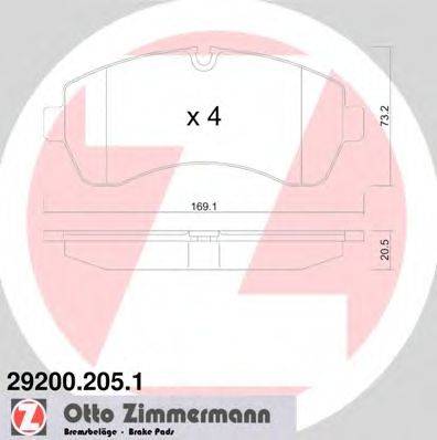 Комплект тормозных колодок, дисковый тормоз ZIMMERMANN 29200.205.1
