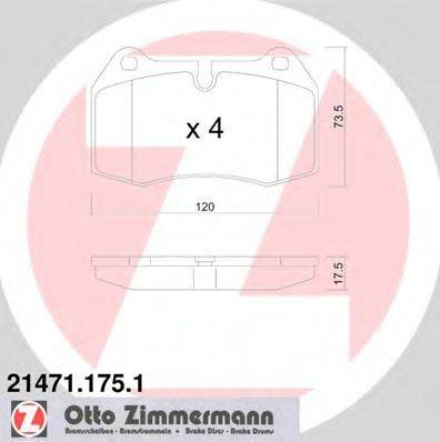 Комплект гальмівних колодок, дискове гальмо ZIMMERMANN 21471.175.1