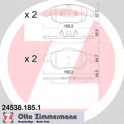 Комплект тормозных колодок, дисковый тормоз ZIMMERMANN 24538.185.1