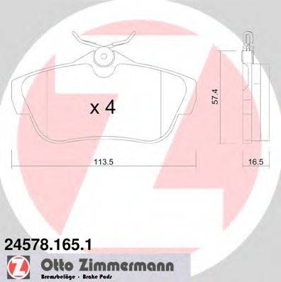 Комплект тормозных колодок, дисковый тормоз ZIMMERMANN 24578.165.1