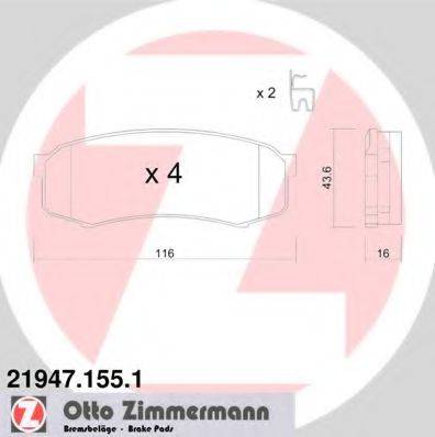 Комплект тормозных колодок, дисковый тормоз ZIMMERMANN 21947.155.1