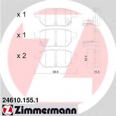 Комплект тормозных колодок, дисковый тормоз ZIMMERMANN 24610.155.1