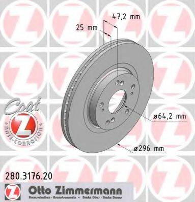 Тормозной диск ZIMMERMANN 280.3176.20