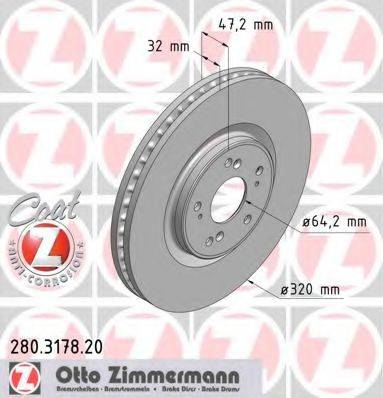 Тормозной диск ZIMMERMANN 280.3178.20
