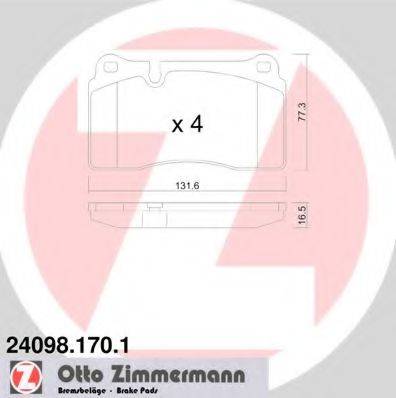Комплект тормозных колодок, дисковый тормоз ZIMMERMANN 24098.170.1