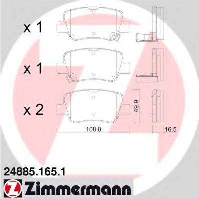 Комплект тормозных колодок, дисковый тормоз ZIMMERMANN 24885.165.1