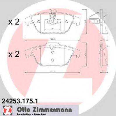 Комплект тормозных колодок, дисковый тормоз ZIMMERMANN 24253.175.1