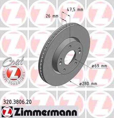 Тормозной диск ZIMMERMANN 320.3806.20