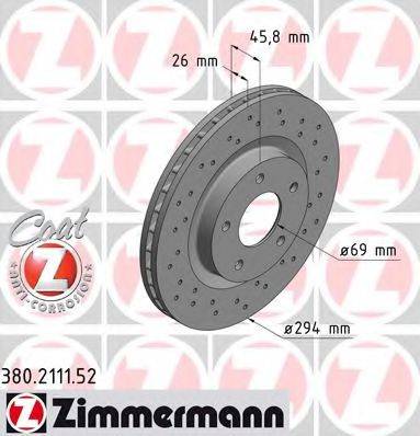 Тормозной диск ZIMMERMANN 380.2111.52