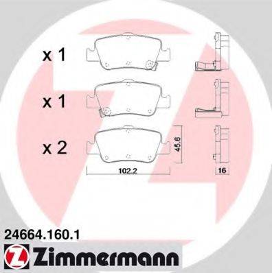 Комплект тормозных колодок, дисковый тормоз ZIMMERMANN 24664.160.1