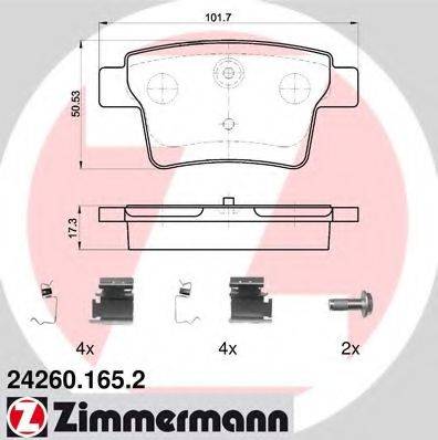 Комплект тормозных колодок, дисковый тормоз ZIMMERMANN 24260.165.2