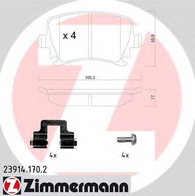 Комплект тормозных колодок, дисковый тормоз ZIMMERMANN 23914.170.2