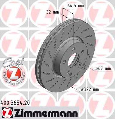 Тормозной диск ZIMMERMANN 400.3654.20