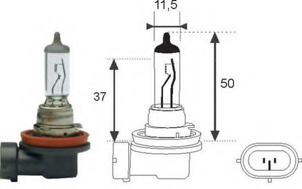 Лампа накаливания, фара дальнего света; Лампа накаливания, основная фара; Лампа накаливания MAGNETI MARELLI 002547100000