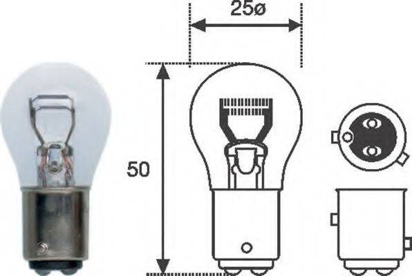 Лампа накаливания, фонарь сигнала торможения; Лампа накаливания, задняя противотуманная фара; Лампа накаливания MAGNETI MARELLI 008529100000